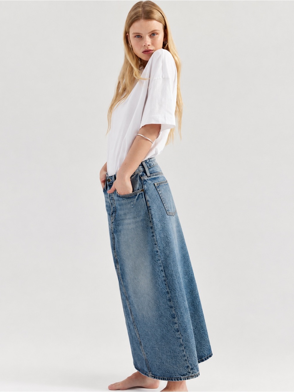 H&M denim flowy maxi